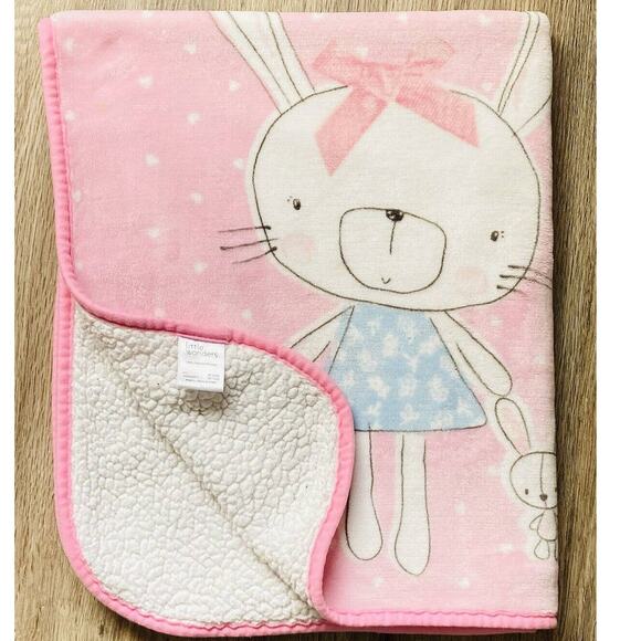 Little Wonders Baby Kids Blanket Bunny Rabbit Sherpa Pink Girl Soft Security - Picture 2 of 10